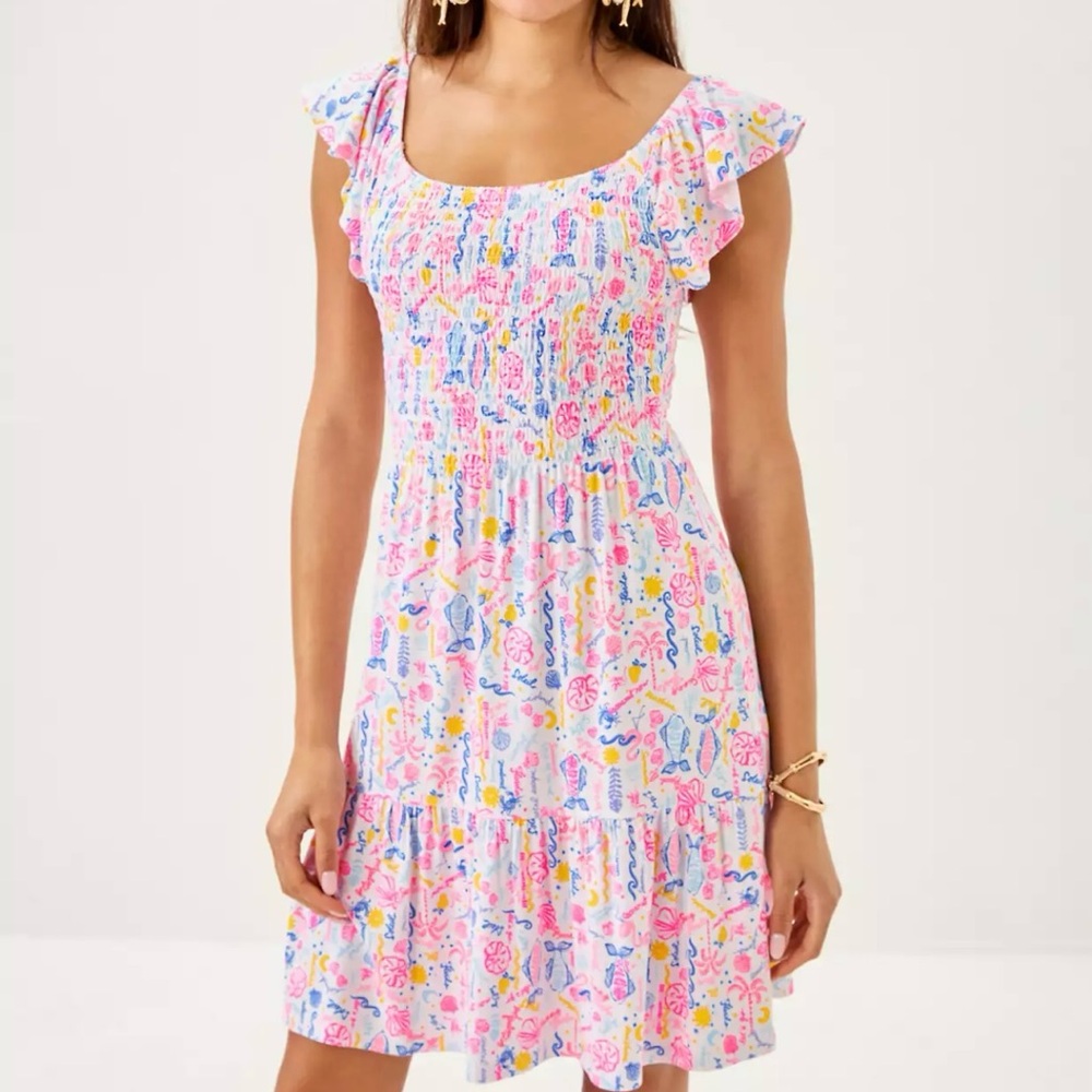 NWT Lilly Pulitzer Jilly Smocked Dress Summer Serenade, XL - Picture 3 of 8